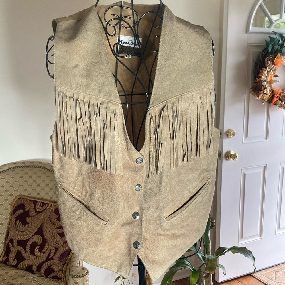 Vintage Tan Suede Fringe Vest